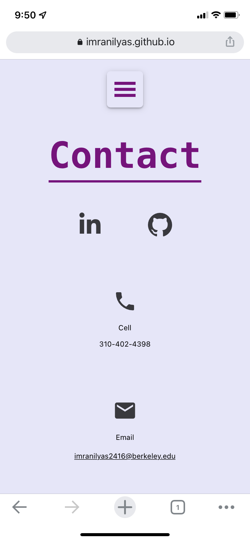 Contact Screen on Phone